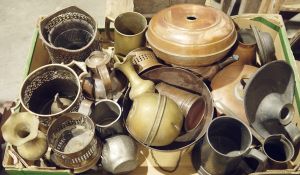 Large quantity of assorted metalware to include pewter tankards, EPNS wine coolers, copper items,