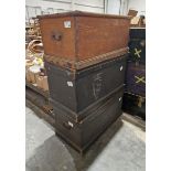 Three vintage wooden trunks (3)