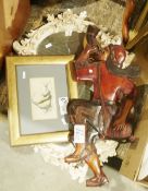 Framed print 'Horned Zanclus or Chaetodon', a carving of a medieval messenger blowing a horn and