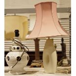 Modern freeform ceramic table lamp with shade and another white ceramic lamp (damaged) (2)