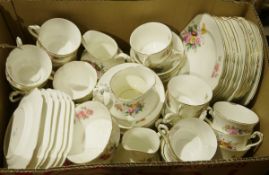 Coalport 'Junetime' part tea service to include teacups, saucers, tea plates, milk jugs, sugar