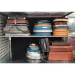 Quantity of empty assorted film carry cases/ storage boxes of varying size , shape and material