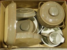 Quantity of Denby ware part service to include lidded tureens, cups and saucers, cereal bowls, tea