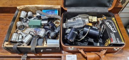 Quantity Super Provel 2" F/14 Bell & Howell projector lenses, Ernitec projector lens, other lenses