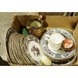 Late Victorian dessert service with cake stand, dessert plates, central floral decoration with green