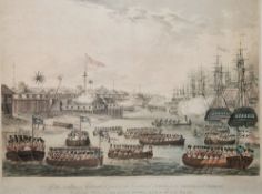 After Lieut. James Moore Coloured engraving "View of the landing at Rangoon of part of the
