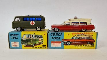 Two boxed Corgi Toys to include 437 Superior ambulance on Cadillac chassis together with 354