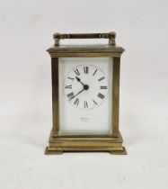 Victorian/Edwardian five-glass brass cased carriage clock, the white enamel dial marked 'Spittall,