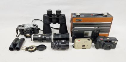 Sony ICF-SW7600G FM radio, in box, a Roberts radio model R800, assorted cameras including a Pentax