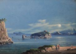 Visida? (19th century Italian School) Watercolour and gouache View of the bay of Naples by