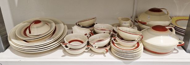 Susie Cooper Crown Works (Burslem) Art Deco composite part dinner service, various printed marks,