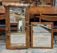 20th century rectangular wall mirror with reclaimed/driftwood frame, 101cm x 55cm together with a