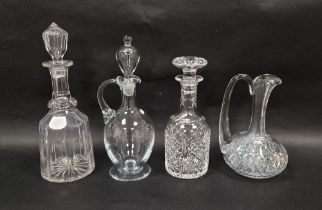 19th century mallet shaped glass decanter and stopper, 32.5 cm high, a 20th century Thomas Webb