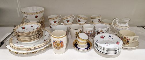 Collection of English pottery, including royal commemorative tea wares and other items, including