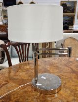 Contemporary Ralph Lauren chrome swing arm-style table lamp, model no. 164081, with original