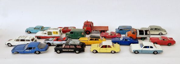 Quantity of playworn diecast model cars to include Dinky Toys Bedford refuse wagon, Corgi Toys