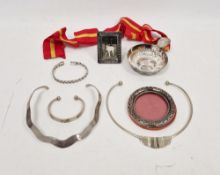 Silver mounted small photograph frame, rectangular, another circular, silver coloured metal