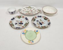 Various items of pottery including a Wedgwood pearlware quatrefoil dish, printed and painted in