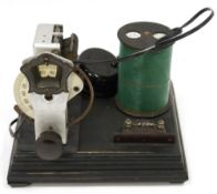 Mid-century crystal radio set marked British Telsen Made with a Mica condenser, a SG anode coil