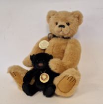 Charlie Bear with gold-coloured plush coat 'Owen' and another miniature Charlie Bear 'Columbus' (2)