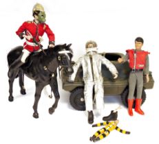 Quantity of Action Man figures, one in Household Cavalry dress, with his black horse, an astronaut