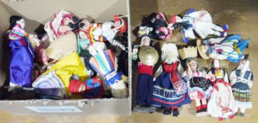 Box of dolls, mainly continental