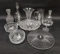 Group of late 19th/20th century glassware including: two hobnail cut decanters and stoppers, a