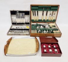 LOT WITHDRAWN EPNS flatware service for six people, with thread pattern handles, in polished wood