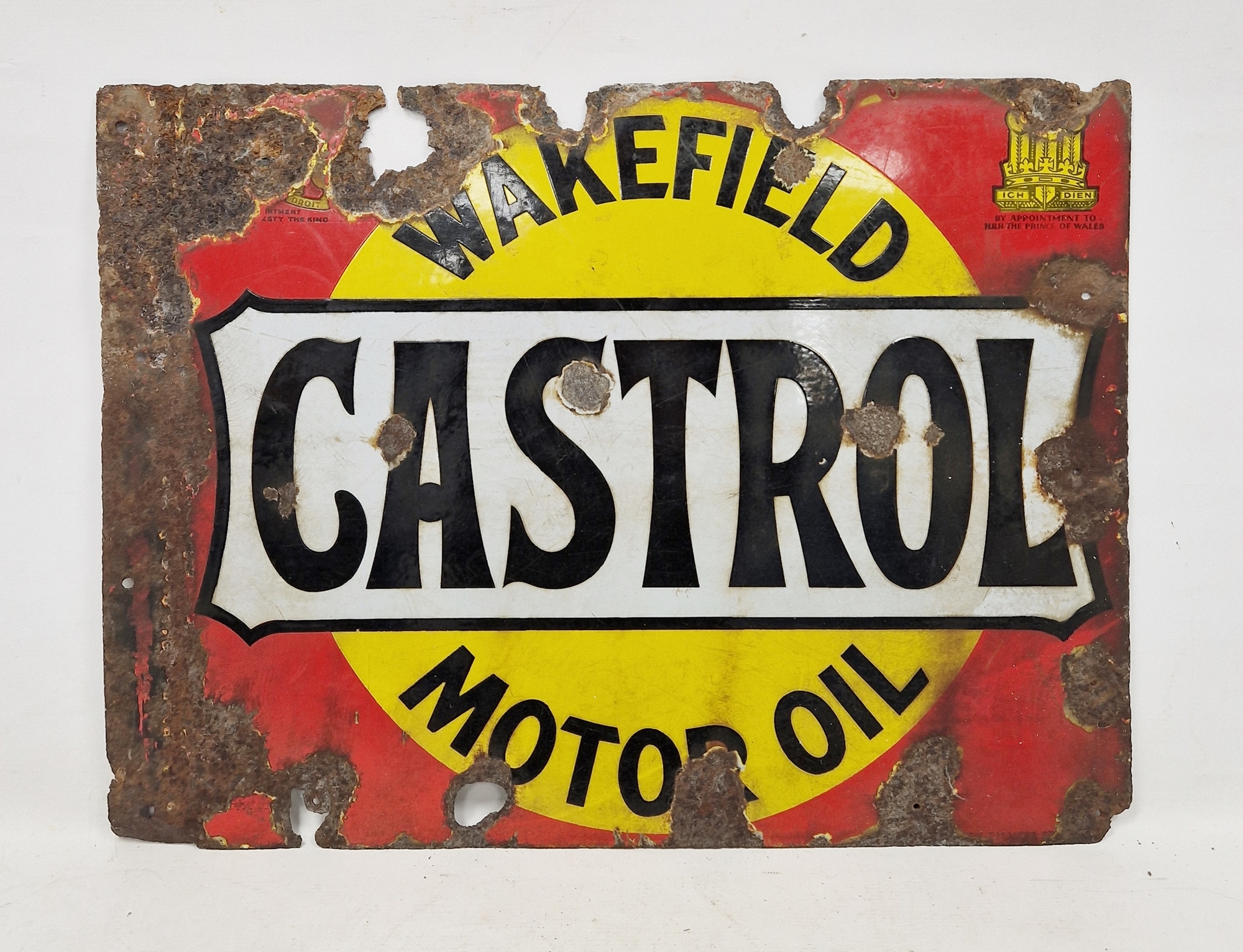 Vintage Wakefield Castrol Motor Oil double-sided enamelled advertising sign, of rectangular form, - Image 2 of 2