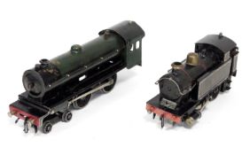 Two live steam locomotives to include possibly Bassett Lowke 4-4-0 locomotive brown livery (