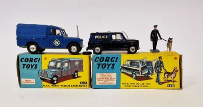 Two boxed Corgi Toys to include 416S R.A.C. radio rescue Land-Rover, together with 448 B.M.C. mini