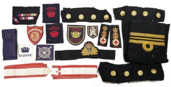 Collection of military badges, ribbons and other items including Portsmouth Command Sports