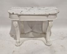 Victorian marble-topped pier table which has been later white painted, having front scrolling