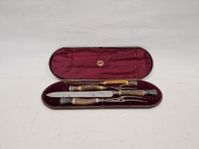Silver mounted, horn-handled four piece carving set by Joseph Rodgers and Sons, Sheffield, having