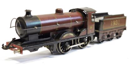 Bassett-Lowke O gauge clockwork LMS 'Duke of York' 4-4-0 Locomotive and six wheel tender No.1931 (