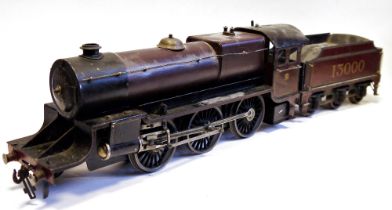 Bassett Lowke O gauge 2-6-0LMS steam locomotive No. 13000 to front, red livery, 13000, with six