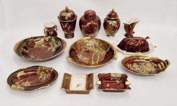 Quantity of Carlton Ware Rouge Royale items, to include a ginger jar and cover decorated with