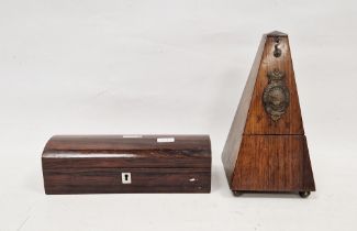 Victorian rosewood dome-topped glove box with mother-of-pearl escutcheon and inlay, 25cm x 9cm x 8cm
