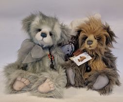 Charlie Bear 'Hector' designed by Isobelle Lee, white and grey long haired coat and another