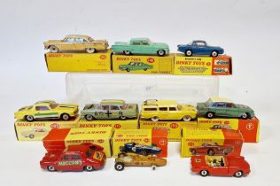 Quantity of playworn Dinky Toys with boxes (flap cut) to include 2 X 135 Triumph 2000, 191 Dodge