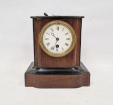 Edwardian stained and ebonised cased mantel clock of rectangular form, 21cm