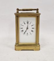 Early 20th century brass striking carriage clock, the movement by Hands, white enamelled dial with