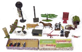 LOT WITHDRAWN Various lead animals, to include farmyard animals, Number 1 Station Staff boxed set (