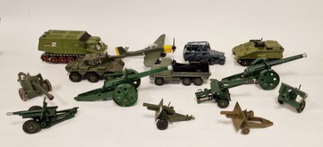 Quantity of playworn military diecast models to include Dinky Shado 2, Dinky 622 10 ton army