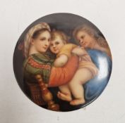 Italian (Florence) porcelain circular plaque, late 19th century, printed fleur-de- lys/Firenze mark,