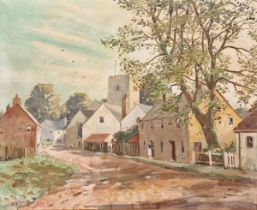 Marcus Ford  Oil on canvas "Folkton - Yorks", street scene, signed and titled verso, 49.5cm x