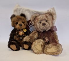 Charlie Bear 'Gareth' designed by Isobelle Lee, bells around his neck and another Charlie Bear '