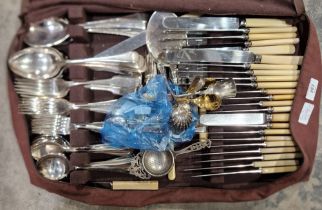 Quantity silver-plated table flatware to include Old English and Fiddle pattern and sundry