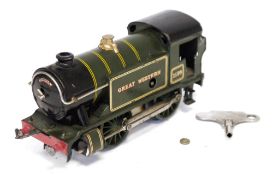 Hornby O gauge 0-4-0 tank locomotive, Great Western No3580 with green and yellow double lined