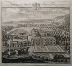 Jan Kip (c.1653-1722) Engraving "Stanway the Seat of John Tracey Esq.", framed and glazed, 37cm x